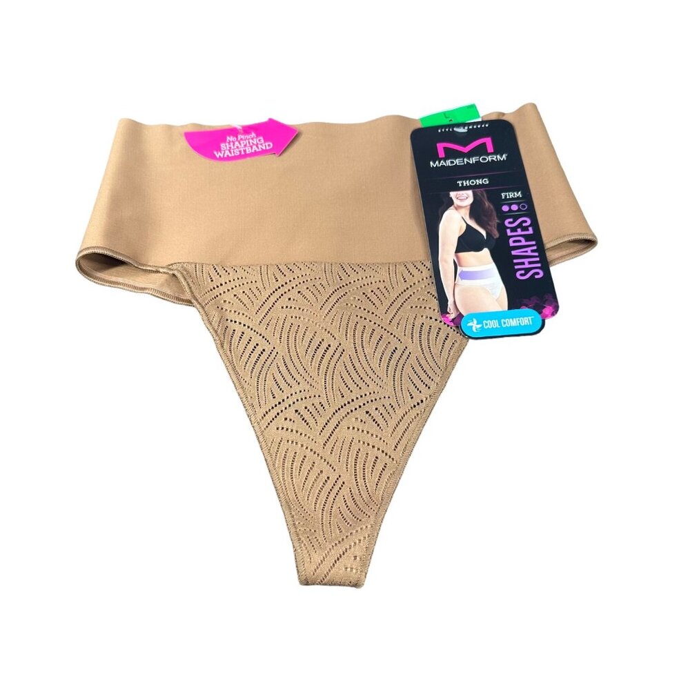 Maidenform Women's Size Large Shaper Thong Firm Control Beige New With Tags